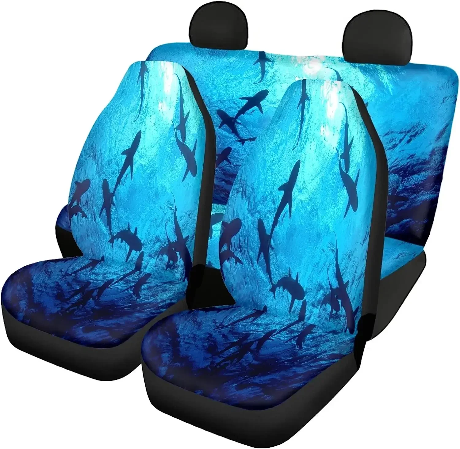 Underwater Diving Sea Shark 2 Pcs Car Seat Covers Set Vehicle Front Seat Protector Auto Interior Accessories Protetors Car Mat