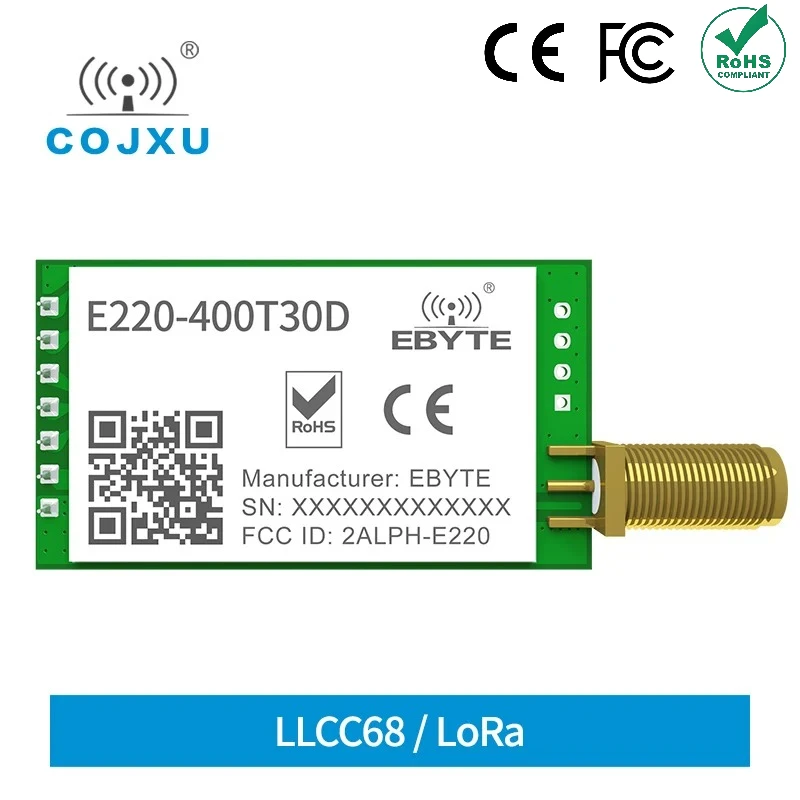 LLCC68 LoRa Wireless Module 433MHz 470MHz 30dBm Long Range 10km RSSI cojxu E220-400T30D SMA-K DIP UART Transmitter Receiver