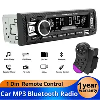 Radio de coche 1Din 4*60W Srereo reproductor Multimedia MP3 Bluetooth receptor FM con soporte de Control remoto carga USB TF FM AUX