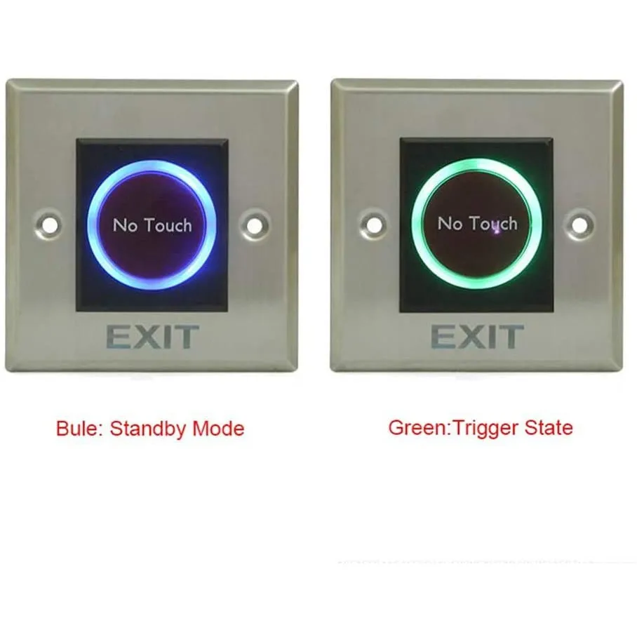 Stainless steel switch Stainless Steel No Touch Request to Exit Button with LED Light, NC, COM and NO Outputs