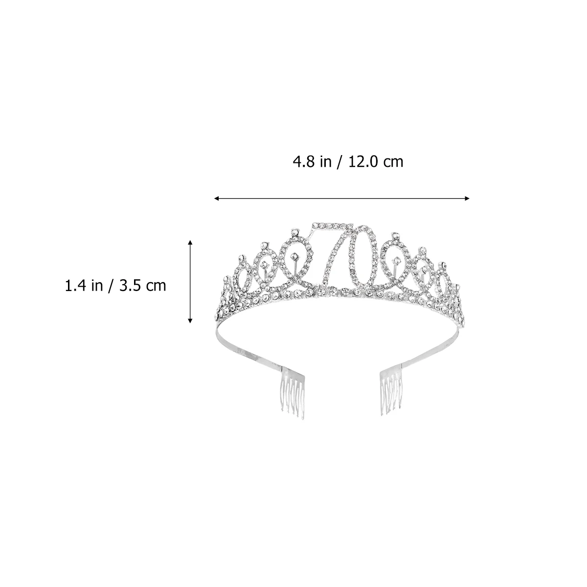 

1pc Alloy Rhinestone Decorative Alloy Birthday For 70Th Party Engagement Number Silver Rhinestone Crown Number Crown