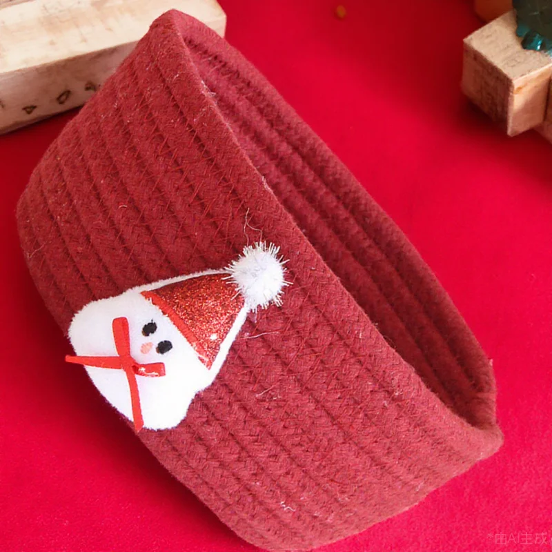 

Red Christmas Basket Cotton Rope Woven Storage Bin Organizer for Gifts Gift Basket Empty Sundries and Holiday Use