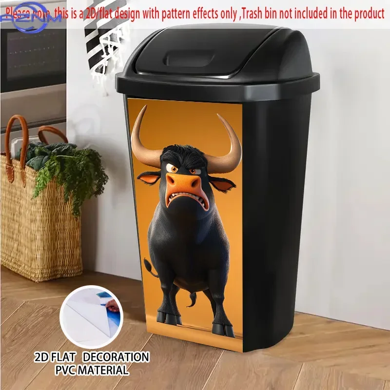 Courtyard Waste Container 2D Printed Decal DIY Stylish Ornament for Garbage Dustbin