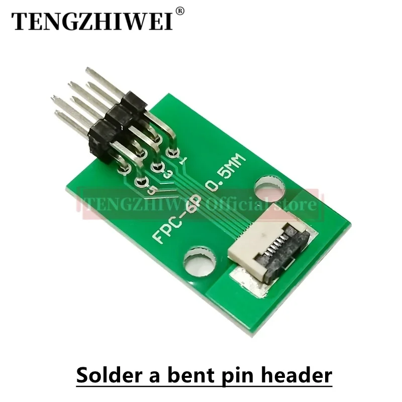 Carte adaptateur FDavid FPC, connecteur rabattable soudé, en-têtes à broches droites et coudées, 0.5mm-6P à 2.54mm, 0.5mm-6P, 5 pièces