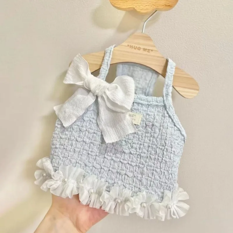 

Summer Cute Bow Lace Pet Camisole Cotton Breathable Cat Puppy Clothes Bichon Yorkshire Dog Vests Comfortable Small Dog Clothes