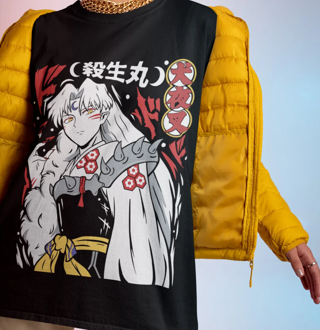 

Inuyasha Shirt Kagome Tshirt Higurashi Sesshomaru Red Moon Inu Yasha Tee Anime