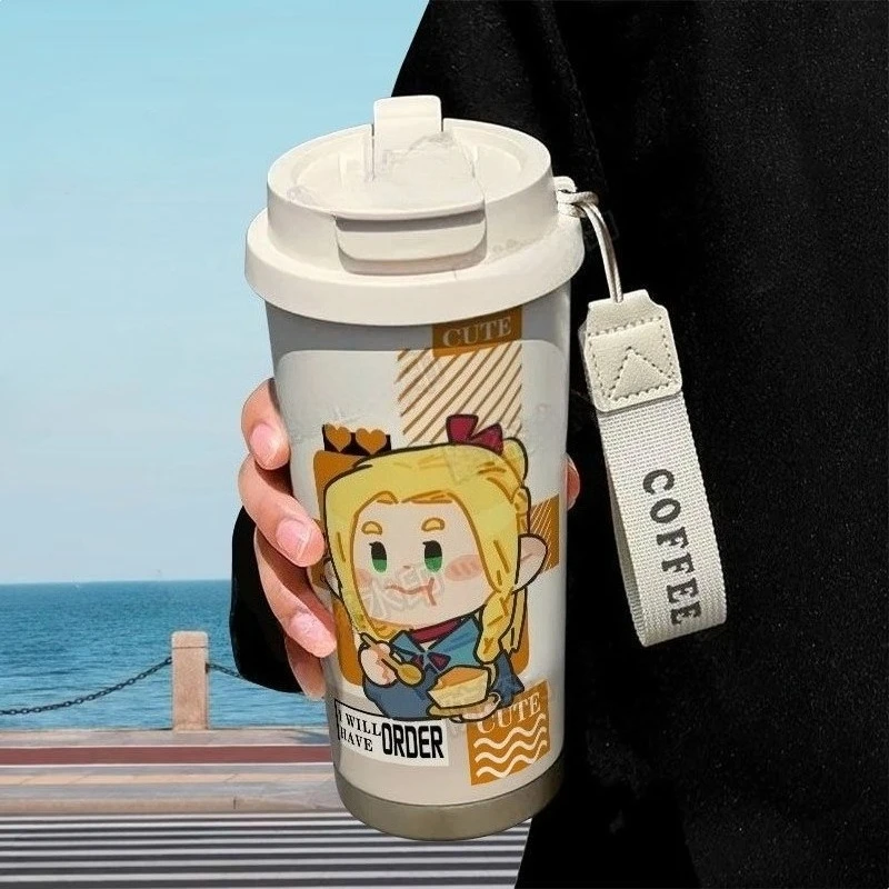 Delicious in Dungeon Marcille Donato Chilchuck Tims Anime-Muster-Thermoskanne aus Edelstahl, personalisierter Wasserbecher mit großem Fassungsvermögen – Detail 2