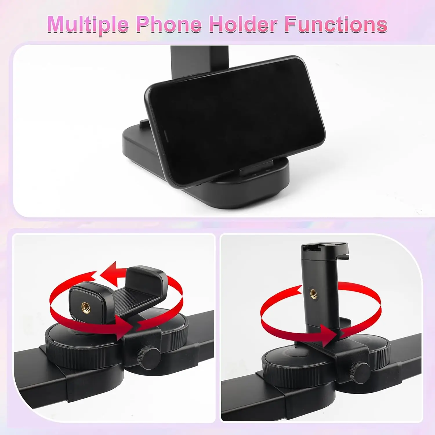 40W Foldable LED Half Moon Lamp with Phone Charging Function Eyelash Beauty Salon Embroidery Rotary Switch Half Moon Nail Light