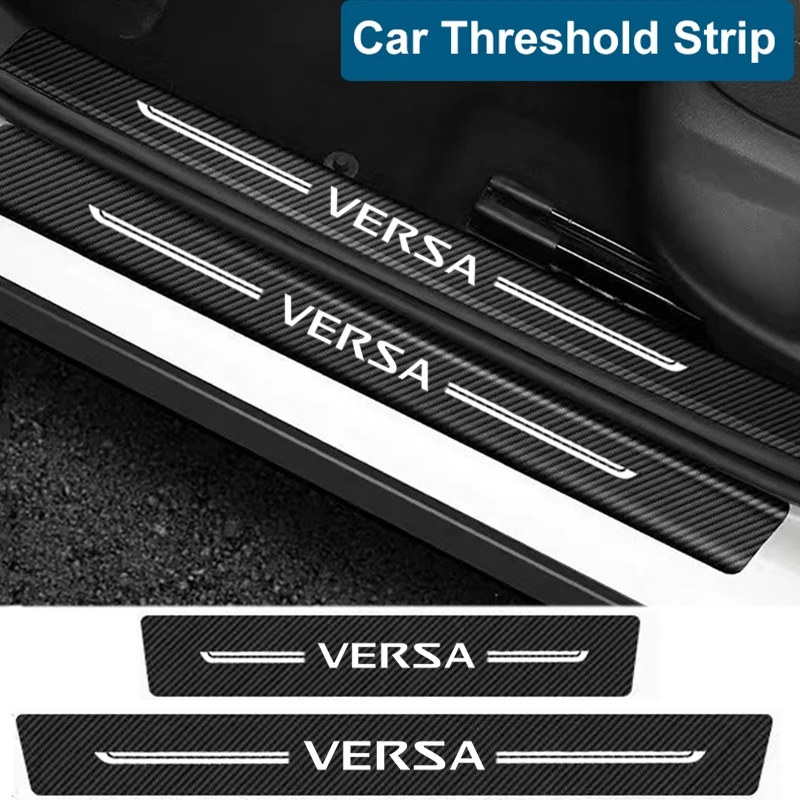 

Carbon Fiber Car Door Sill Anti Kick Stickers Waterproof Auto Trunk Threshold Strip Protect Film Decor for Nissan Versa Emblem