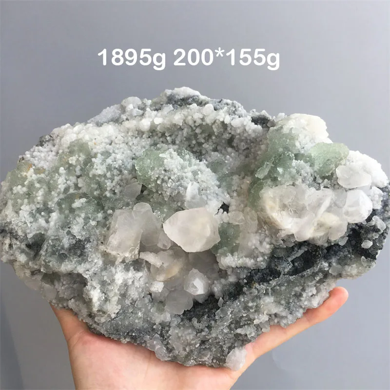 1895g Natural Green Fluorite And Calcite (Fluorescence) Symbiont Mineral Specimen Crystal Cluster Stone Home Decor