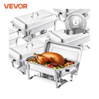 VEVOR 8 Qt 4/6 Pack Chafing Dish Buffet Set Stainless Steel Chafer Rectangle Catering Warmer Server with Lid Water Pan for party