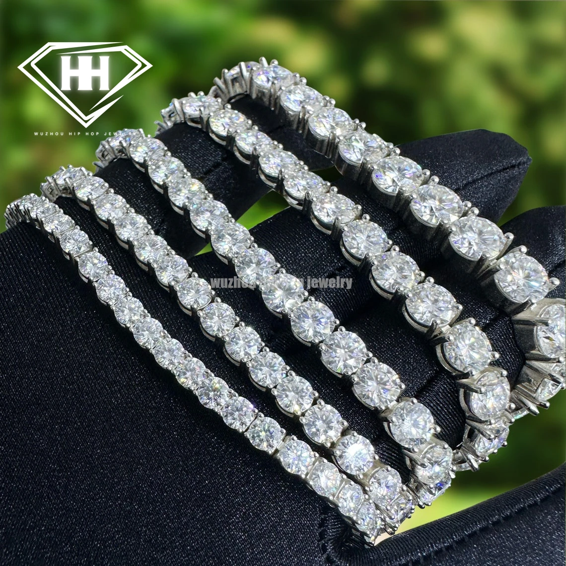 4mm Silica Tennis Bracelet 925 Sterling Silver Hip Hop Jewelry 7 Inch Silica Tennis Chain