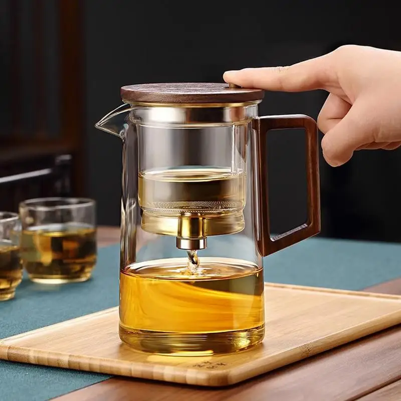 Ergonomic Resistant Glass Teapot One-click filtering Tea Pot Tea Water Separation Filter Tea Maker Coffee Pot Home Teaware Set