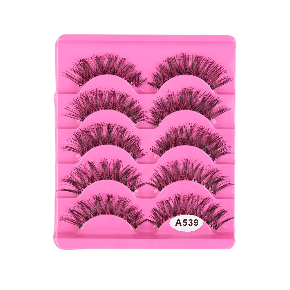 5 Pairs 3D Fake Eyelashes Long Thick Natural False Eye Lashes Set Mink Makeup Cross Fiber Handmade Fiber Extension Silk Eyelash