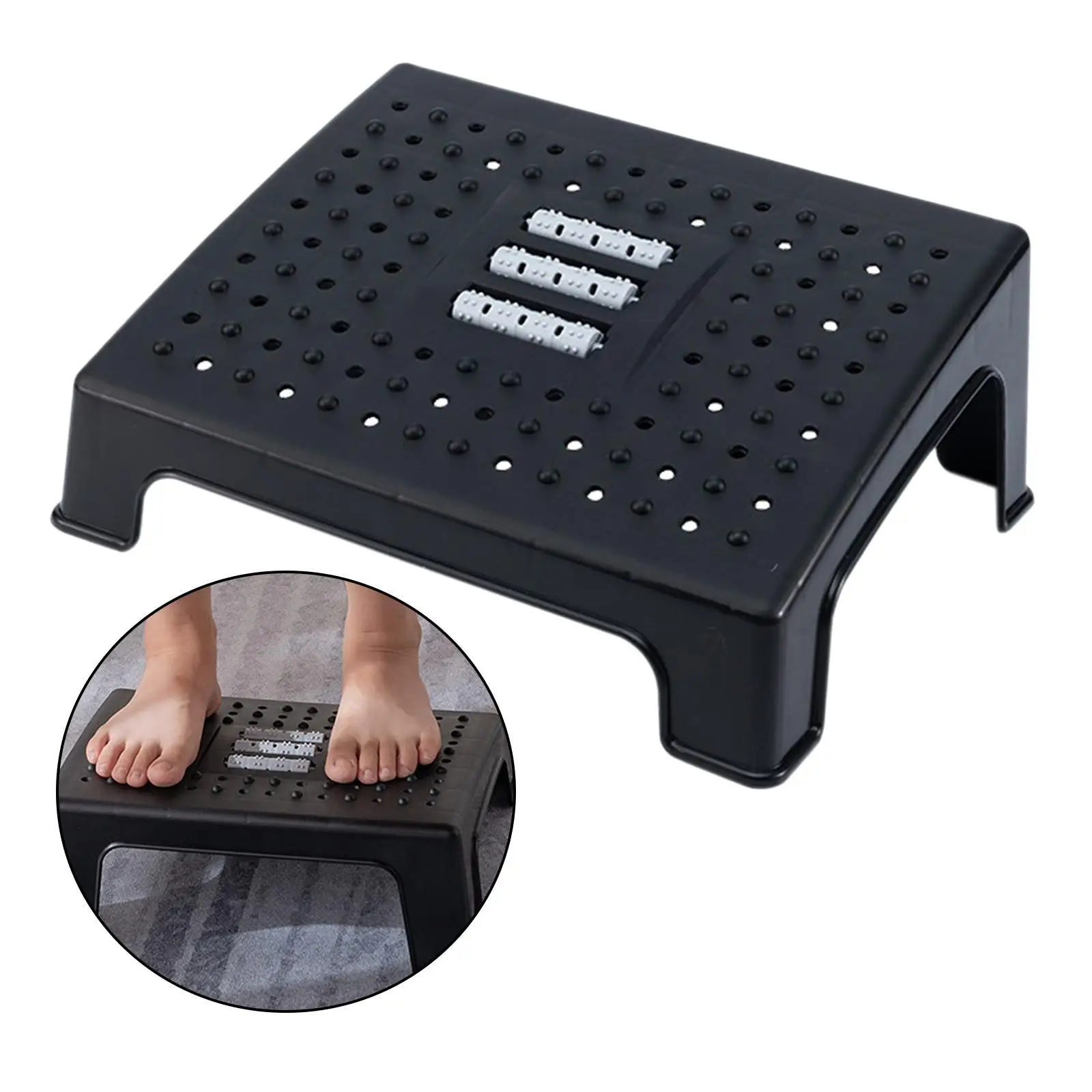 Adjustable Foot Rest-- Improved Posture Solemassage Thicken Plastic for Work Grey