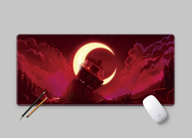 

Dark Night Blood Moon Aurora Scenery Night Mouse Pad Super Large Thick Anti Dirty Big Smooth Mausepad Natural Rubber Accessories