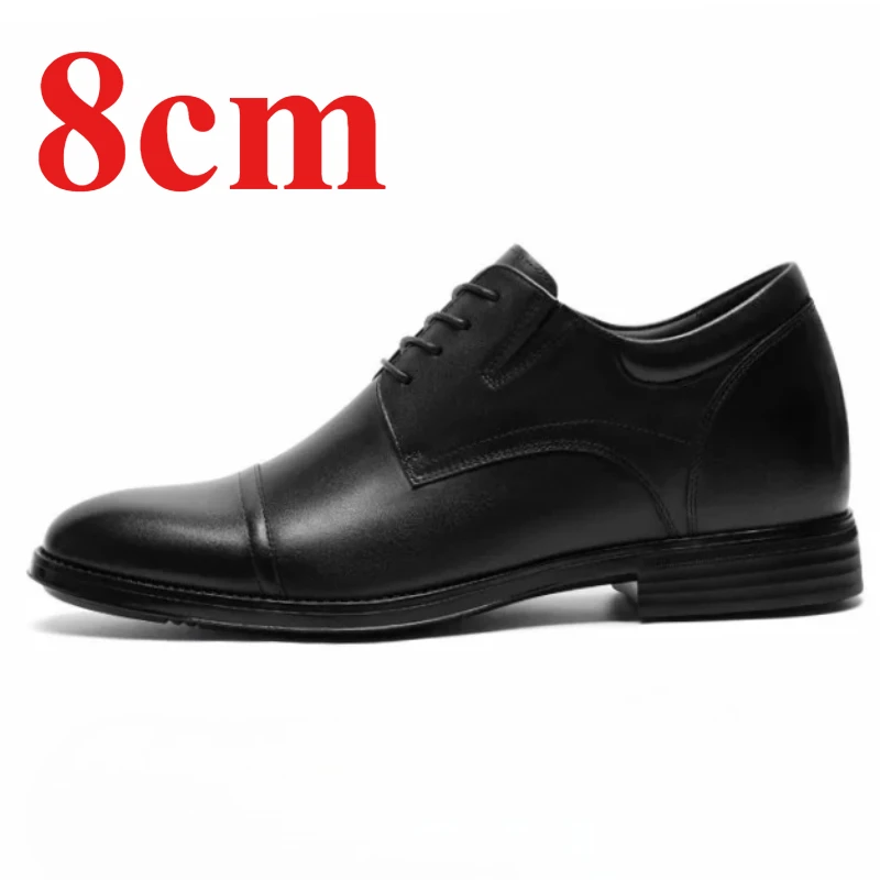 Business Invisible 8cm Height Increasing Shoes for Men's Dress Shoes Genuine Leather Oxford Shoes Wedding Groom's Elevator Shoe
