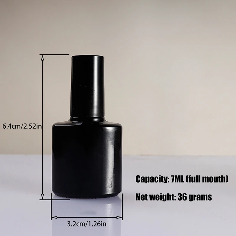 ขวดแก้วใส่น้ำยาทาเล็บขนาด 7 มล. สีดำ พกพาสะดวก สำหรับใส่เจลยูวีป้องกัน  แบบเติมได้ รูปทรงสี่เหลี่ยม สำหรับเครื่องสำอาง