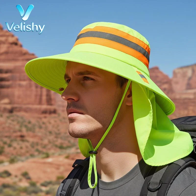【W】Reflective Sun Hat Sunshade Anti UV Adjustable Design Bucket Hat Large Brim Neck Shawl Protection Sun Worker Outdoor Hat
