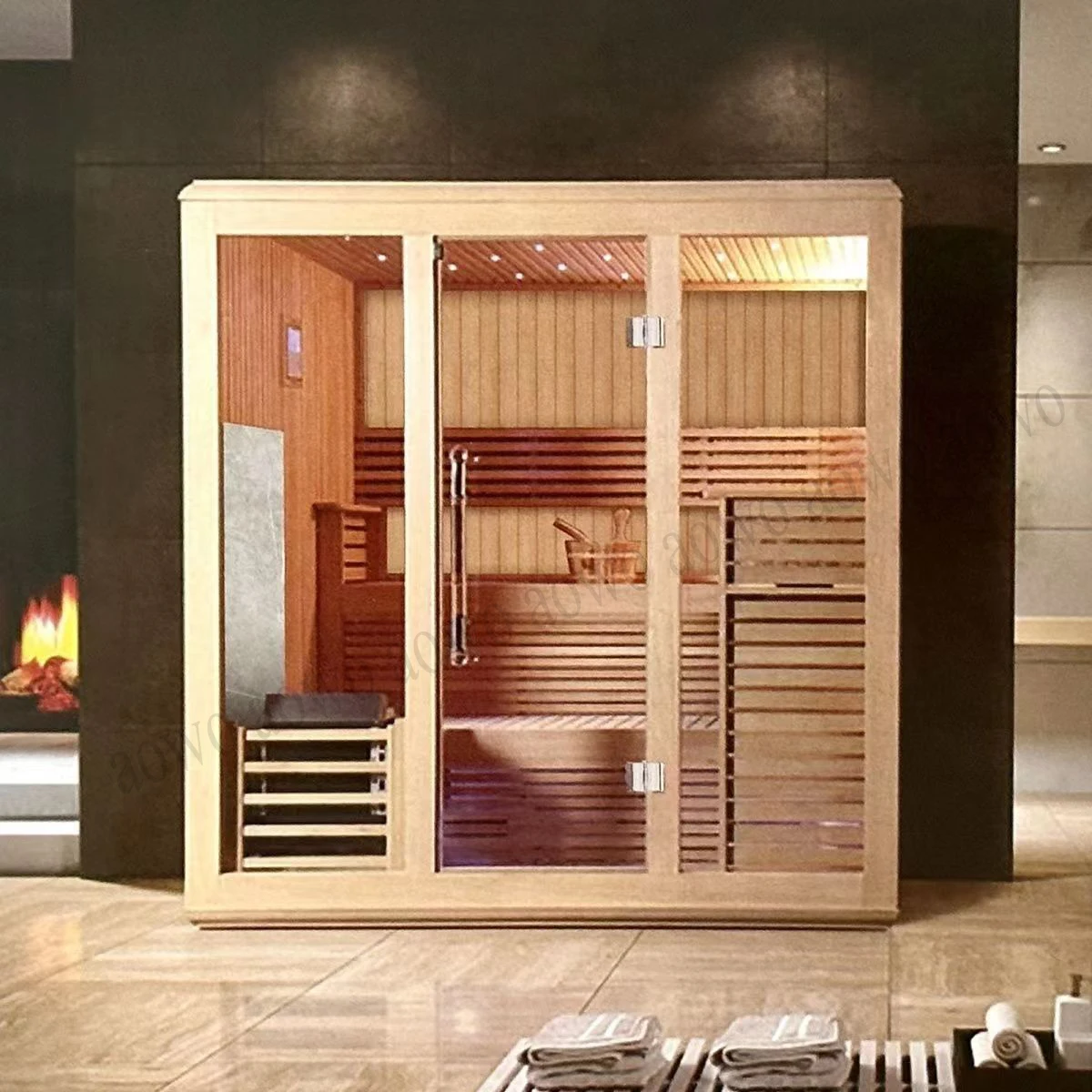 

Solid Wood Sauna Steam 4 Person Custom Cedar Sauna And Steam Room Hamman Gym Temper Infrared Steam Beauty Room