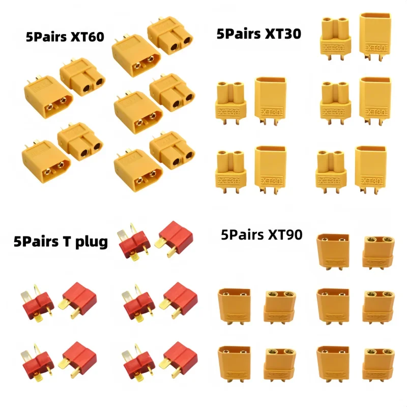 5 pairs XT60 XT30 XT90 T Plug Connectors Male Female Plugs for RC Lipo Battery Drone Airplane Accessories Wholesale