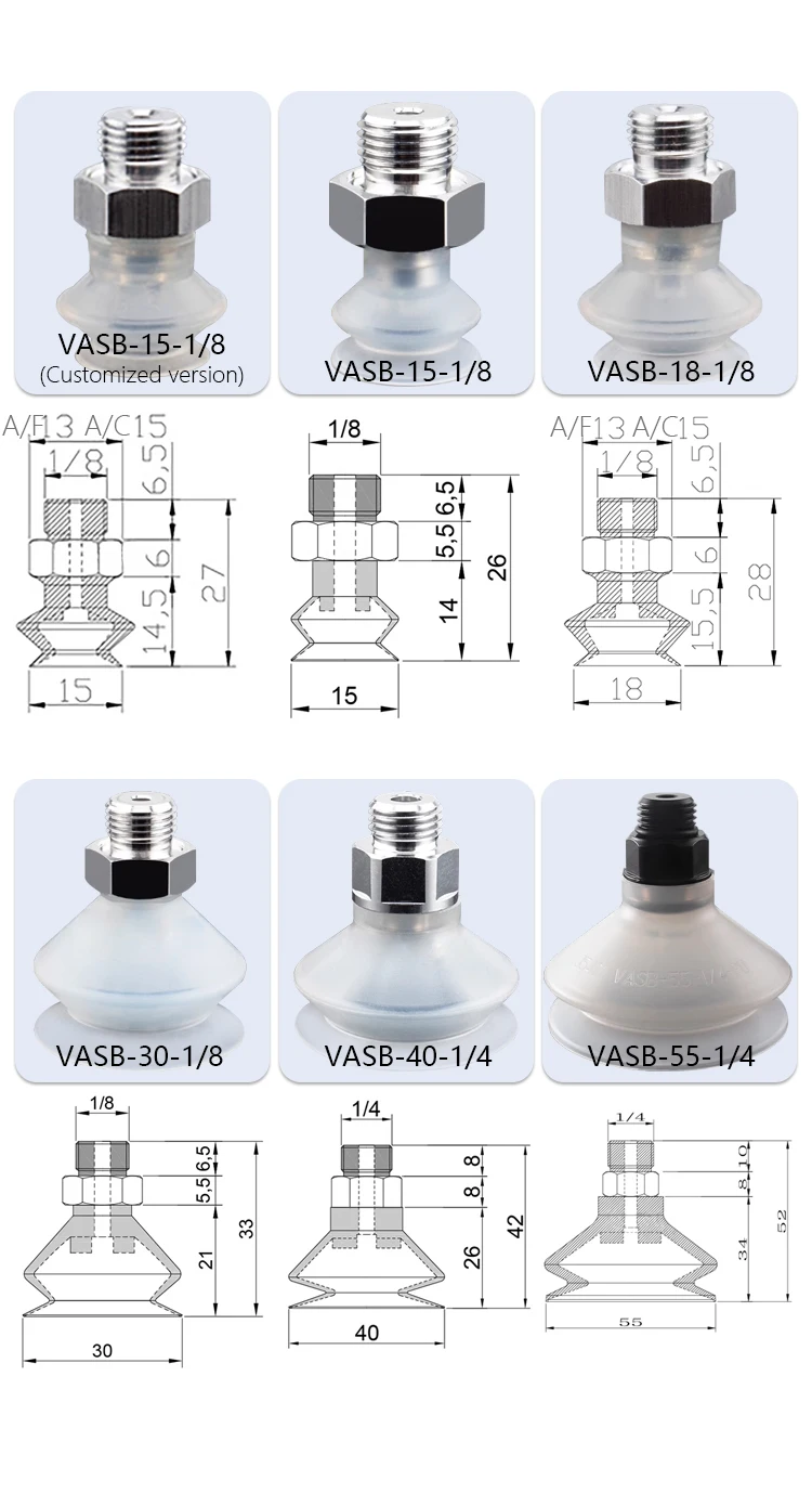 5pcs/lot Organ Type Vacuum Suction Cup VASB Series VASB-15 VASB-18 VASB-30 VASB-40 VASB-55