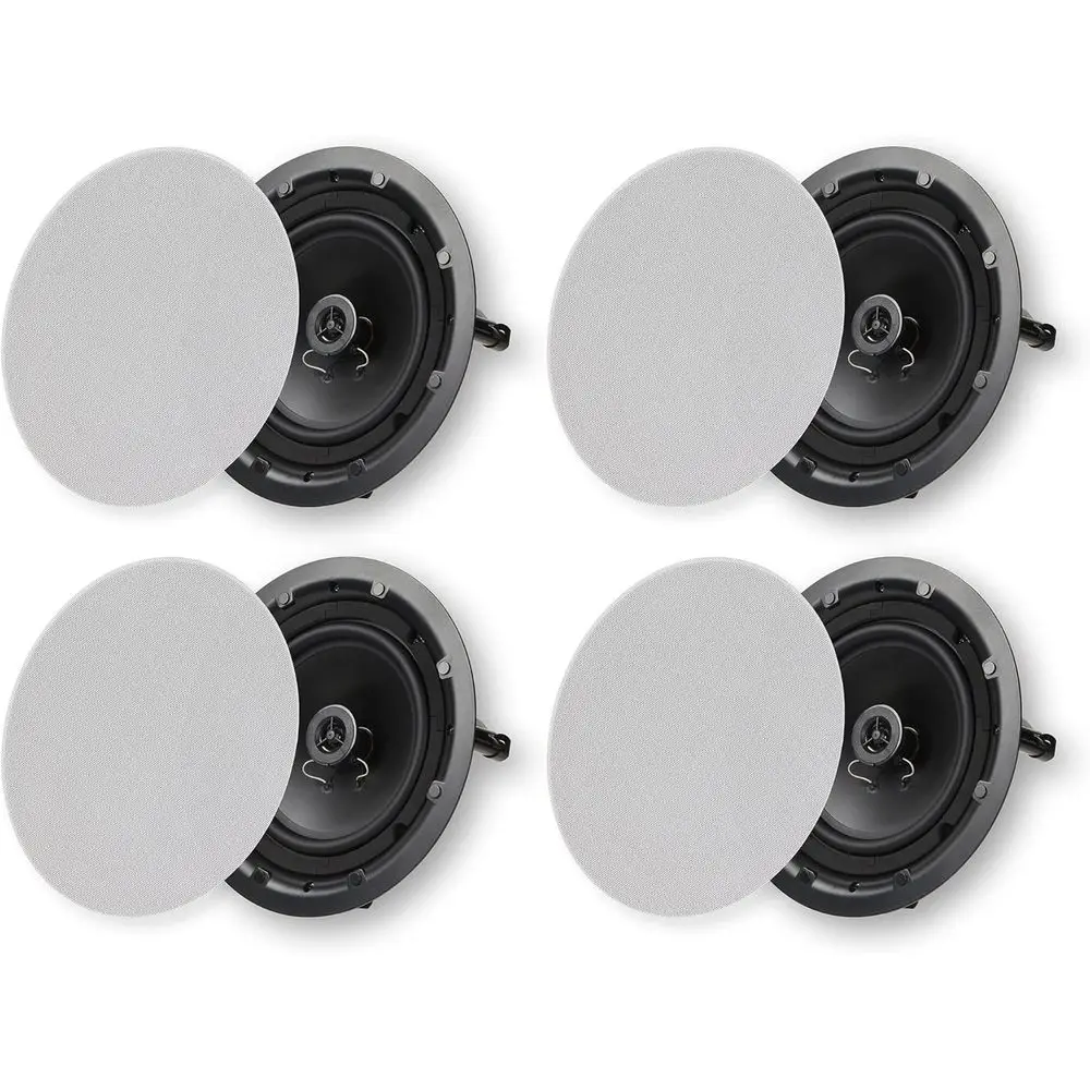 

4-Pack 8 2-Way Indoor/Outdoor Round Speakers with 9.75 Cutout, White, Paintable
