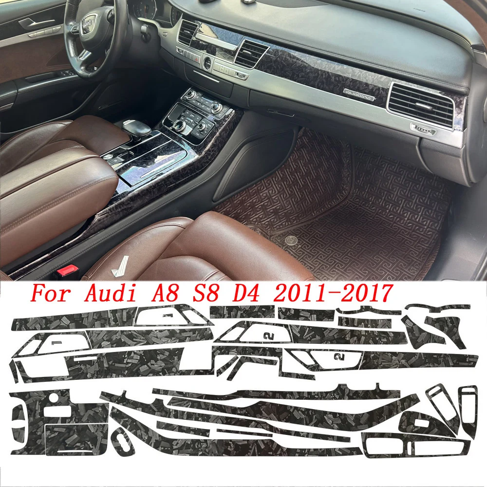 

For Audi A8 S8 D4 2011-17 Interior Central Control Panel Door Handle Forged Carbon Fiber Stickers Decals Car Styling Accessories