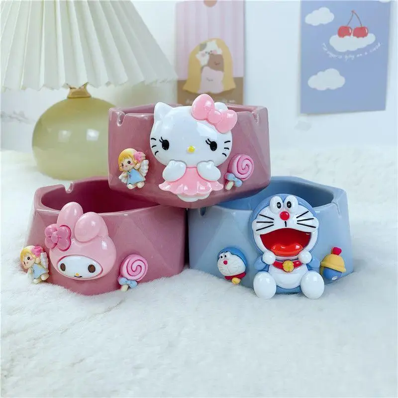 Sanrio Cinnamoroll Ceramic Ashtray Living Room Bedroom Office Kuromi Mymelody Kawaii Personality Cartoon Household Ashtray