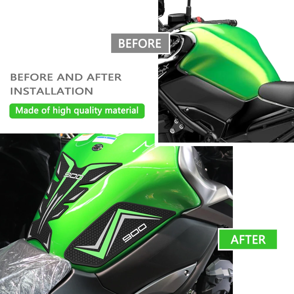 Motorcycle tank Sticker pad Non-slip Side Fuel Rubber Waterproof Stickers For Kawasaki Z900 Z900SE Z 900 SE 2025