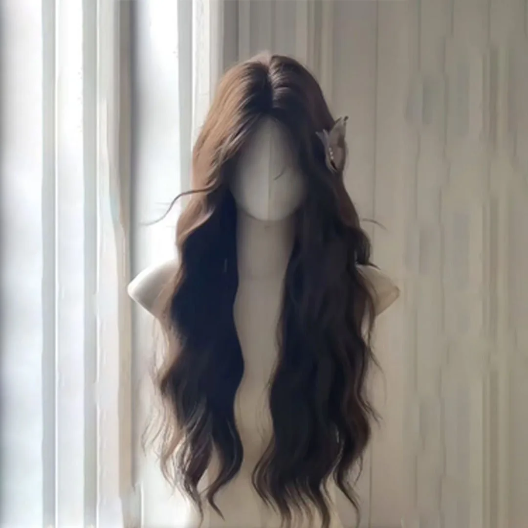 

Synthetic Wig [Doll Doll] Full Head Wig for Women, Human Hair Simulation, Center Part, Full Top, Water Wave Pattern
