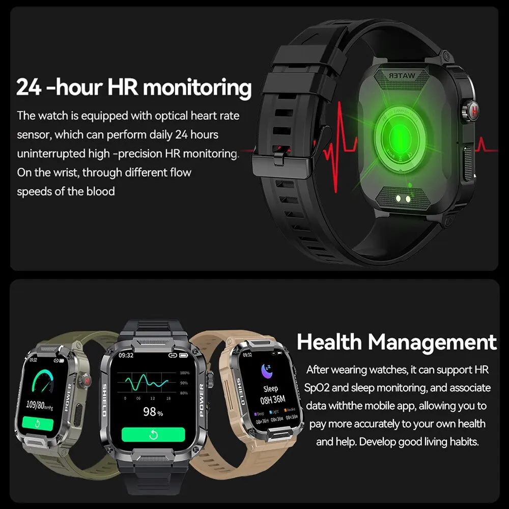 MEVADEN 1.85 Relógio Inteligente Militar Ao Ar Livre Homens Bluetooth Chamada Smartwatch Para Android IOS IP68 À Prova D 'Água Esportes Relógios de Fitness