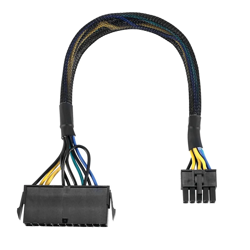 SMIEA 24 Pin to 10 Pin ATX PSU Main Power Adapter Braided Sleeved Cable for IBM for Lenovo PC and Servers 12-Inch(30cm)