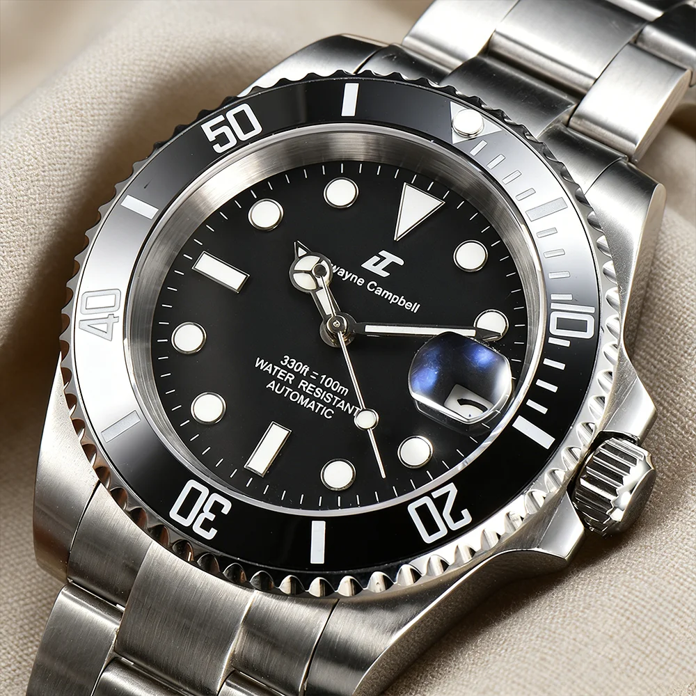 Dwayne Campbell Sapphire Glass Watch Miyota8215 Ceramic bezel Stainless Steel Case 50m Waterproof Calendar Luxury Watch