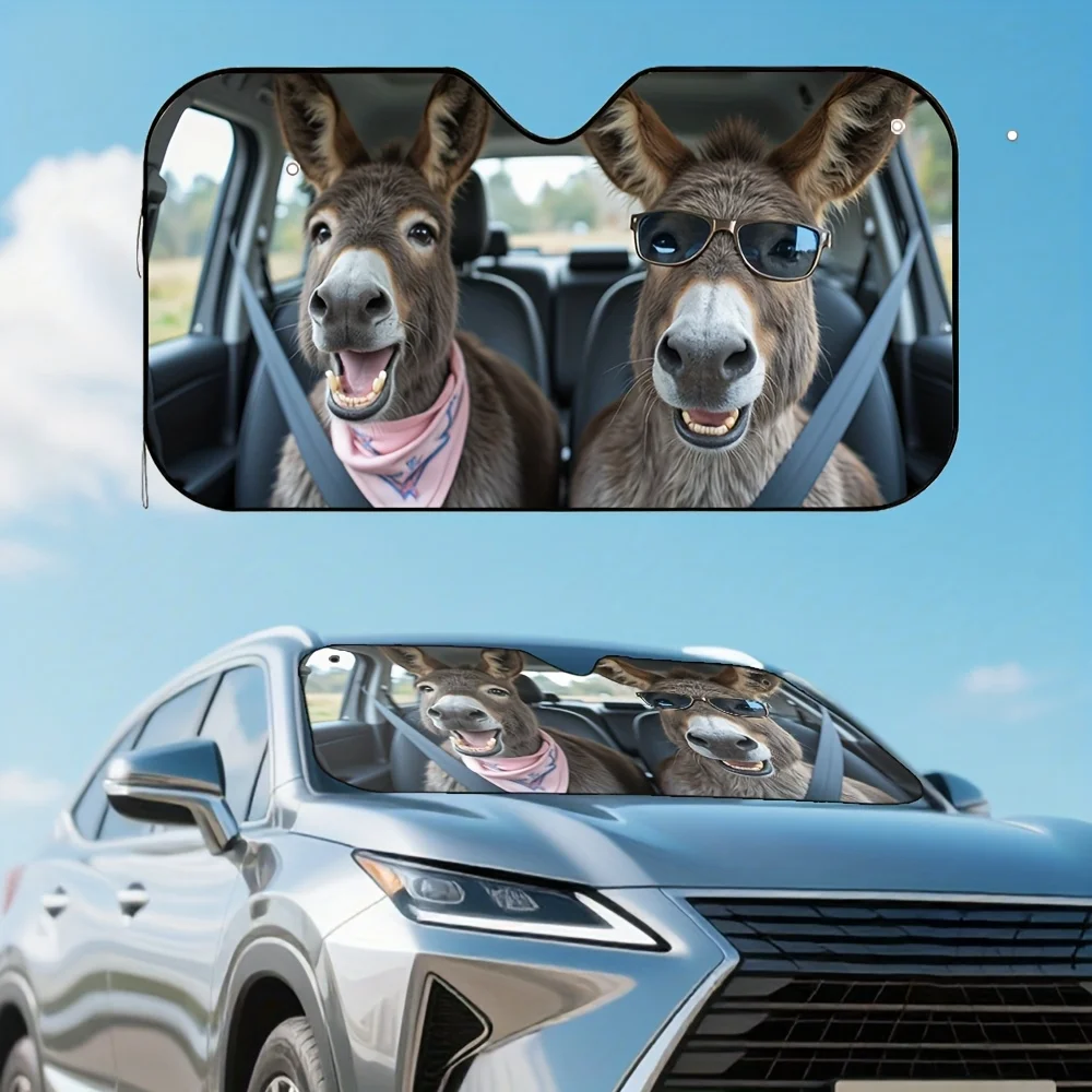 1pc Funny Donkey Joyride Car Sun Visor with Donkeys in Fashion Glasses Reduces Direct Sunlight Glare Enhances Driving Comfort