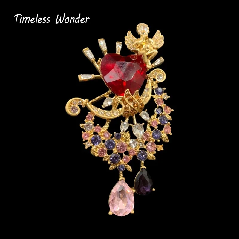 

Timeless Wonder Retro Zircon Heart Figure Brooch Pins for Women Designer Jewelry for Gown Trendy Rare Gift Sweet Classy 5381