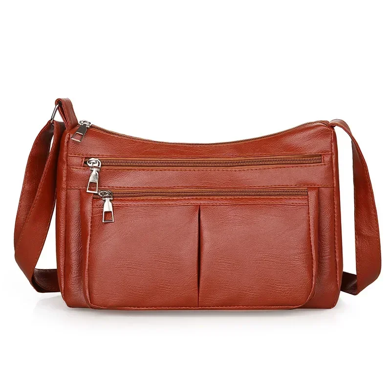 TB02   New Trendy Mom Bag Middle-aged Women Soft Leather Fashion Versatile Crossbody Bag Women's Shoulder Bag