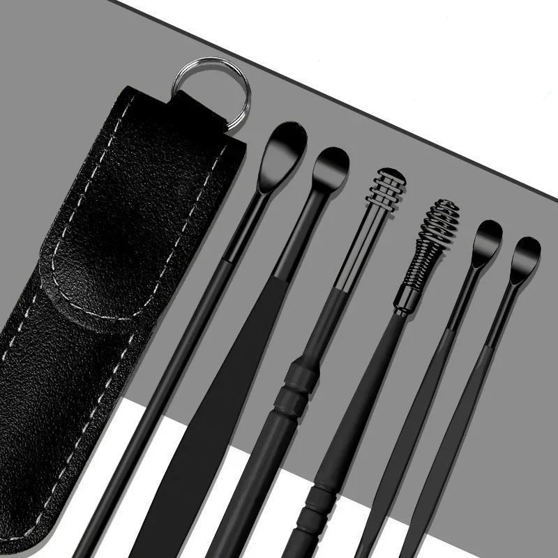 6PCS Stainless Steel Earpick Set Ear Cleaner Ear Wax Removal Tool Kit for Baby & Adult Safe Ear Care Spoon Earpick ﻿
