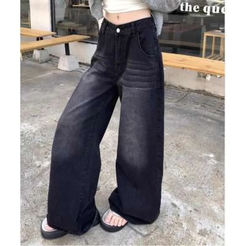 New Grils Loose Floor-Length Pants Women Jeans High-Waist Slimming Jeans for Petite Women High Waist Petite Casual Wear Trouser