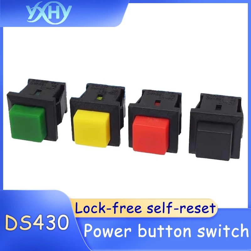 10pcs DS430 self-resetting square non-locking push button switch, normally open. Press to turn on the DS-430 power switch.