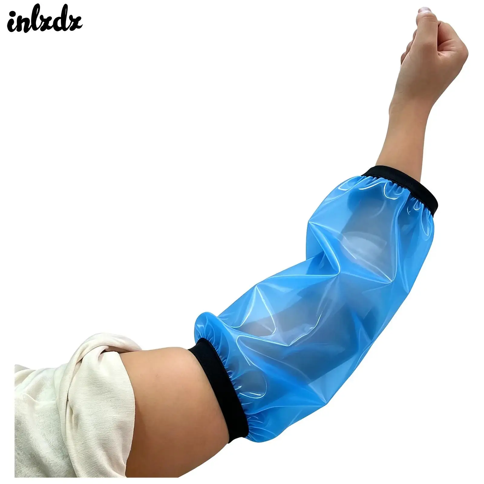 1-pair-waterproof-puff-sleeves-adjustable-openings-with-elastic-reusable-tpu-oversleeves-arm-warmer-leg-warmer-protective-cover