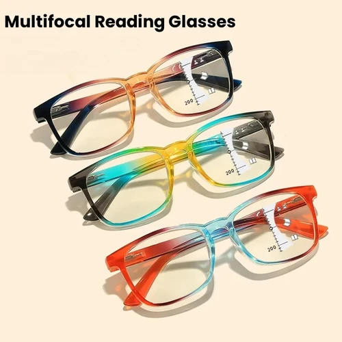 Imagen 2 del producto Gafas de lectura multifocales de moda Unisex, gafas antiluz azul de alta definición, gafas clásicas con montura cuadrada para presbicia