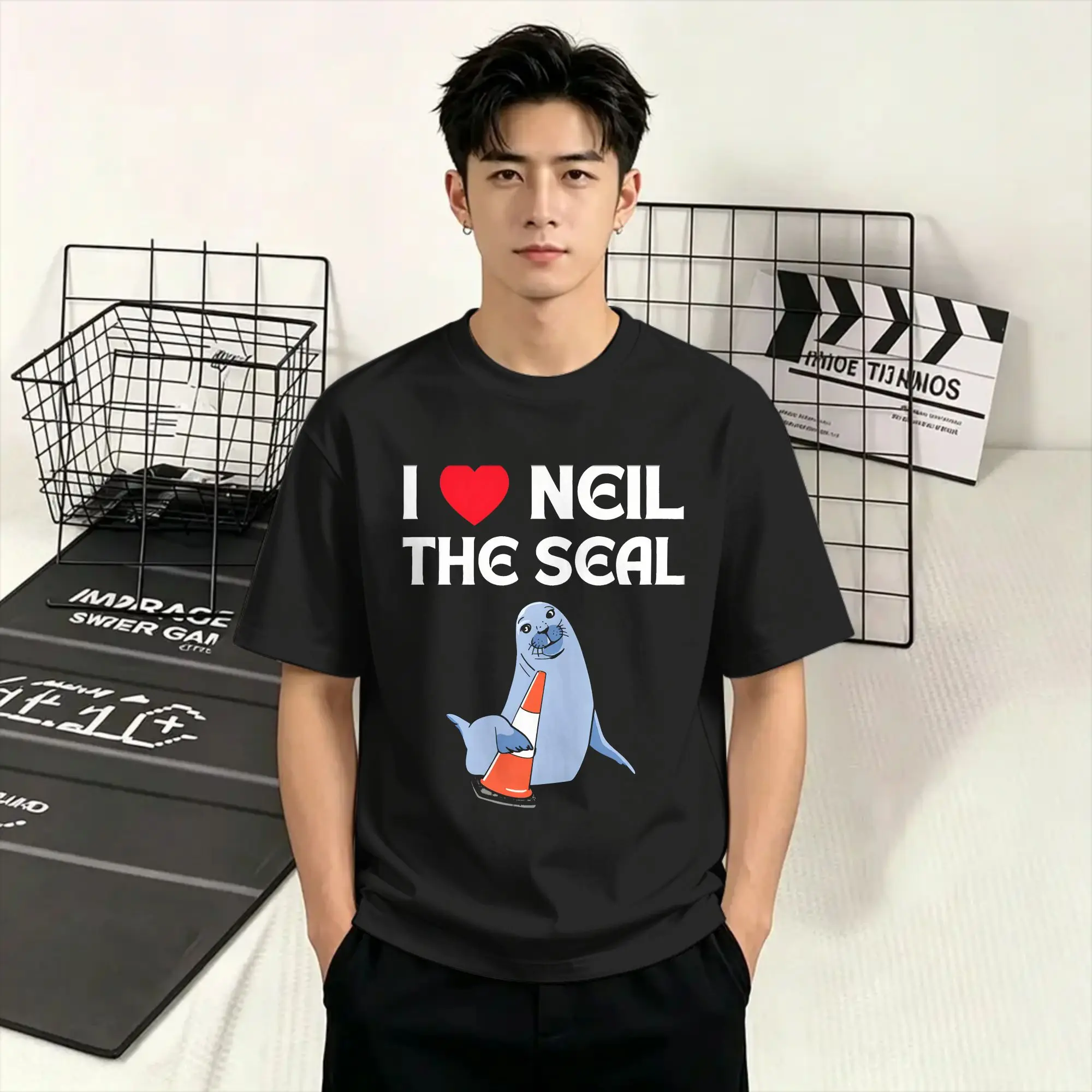 Crazy Neil the Seal  T-Shirts for Men O Neck Cotton T Shirts  Short Sleeve Tees Graphic Tops