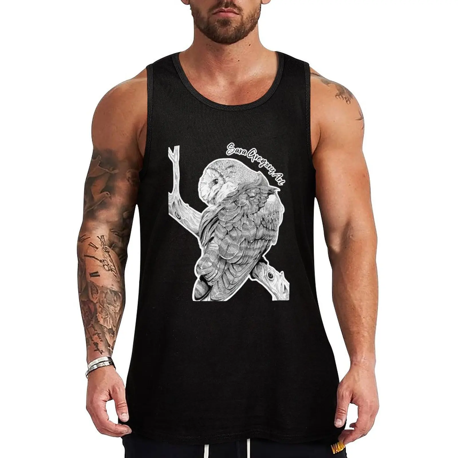 

Barn Owl Sara Gregory Art Tank Top gym clothing men gym clothes men