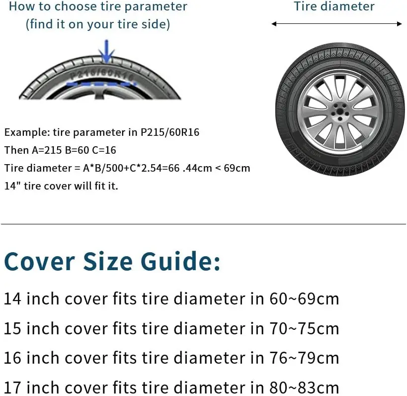 Spare Tire Cover Fit for Your SUV, Jeep, RV, Trailer, Truck, Waterproof Dust-Proof Polyester Tire Covers (16 inch for Diameter