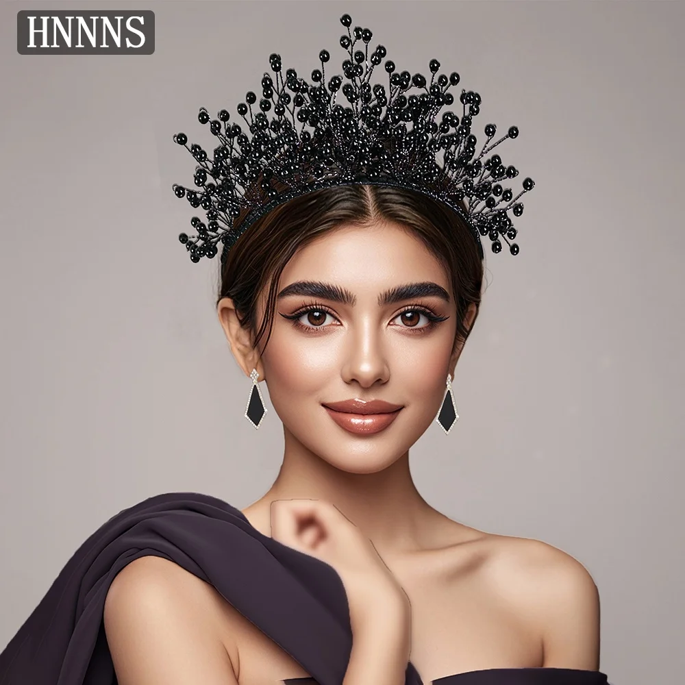 

TOPQUEEN Bridal Wedding Fashionable Black Hairband Handmade Bead Making Elegant Ladies Banquet Ball Party Hair Ornaments YXA297