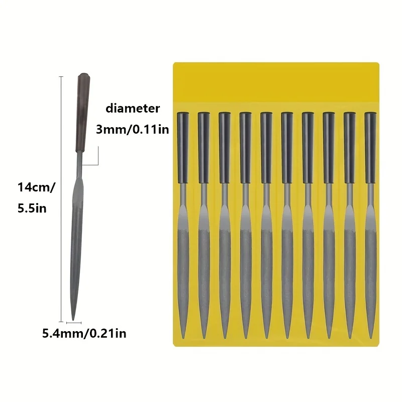 Small set of mixed file, steel file, metal polishing small file, triangular semi-circular flat file, mini polishing tool