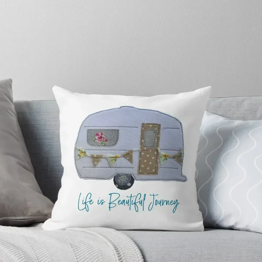 

#Life is a beautiful journey Caravan Throw Pillow Christmas Pillowcase Sofa Cushions Cover pillow