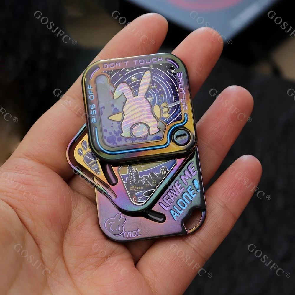 MOT EDC SNAP VIP Coating Toys Rabbit Side Push Harsh Rabbit Dingding MIX Fingertip Metal Push Slider Decompression Toy