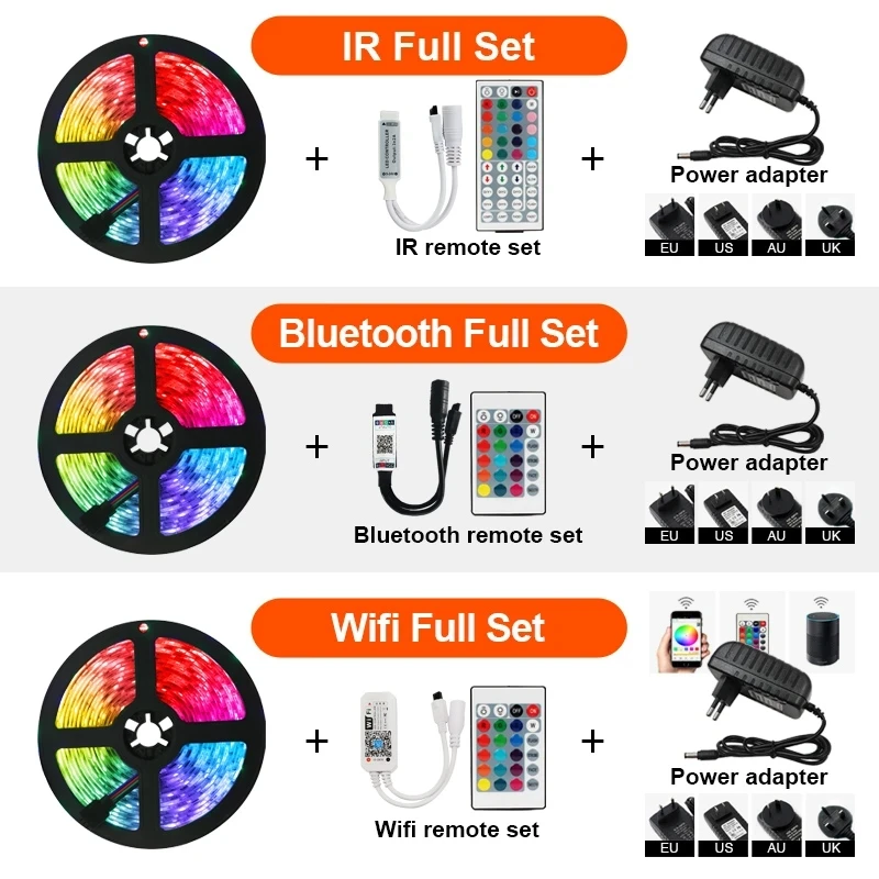 5/10/15/20M RGB LED Strip Lights DC12V Bluetooth WiFi Luces Led 5050 SMD2835 Flexible Waterproof Tape Diode Remote Control Light